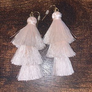Pale Pink Tassel Earrings